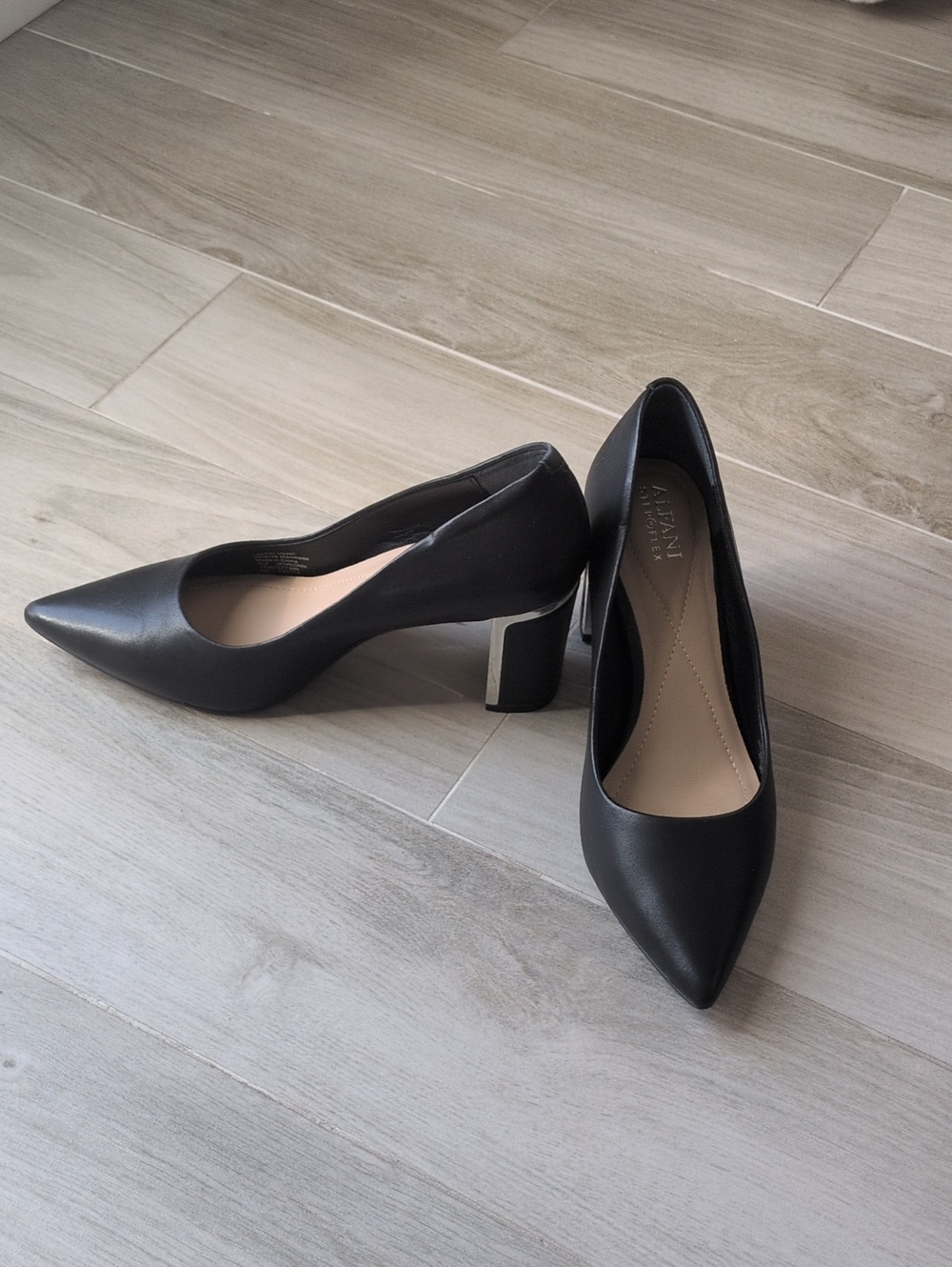 Alfani: Stepnflex, Pointed Black Block Heel Pumps